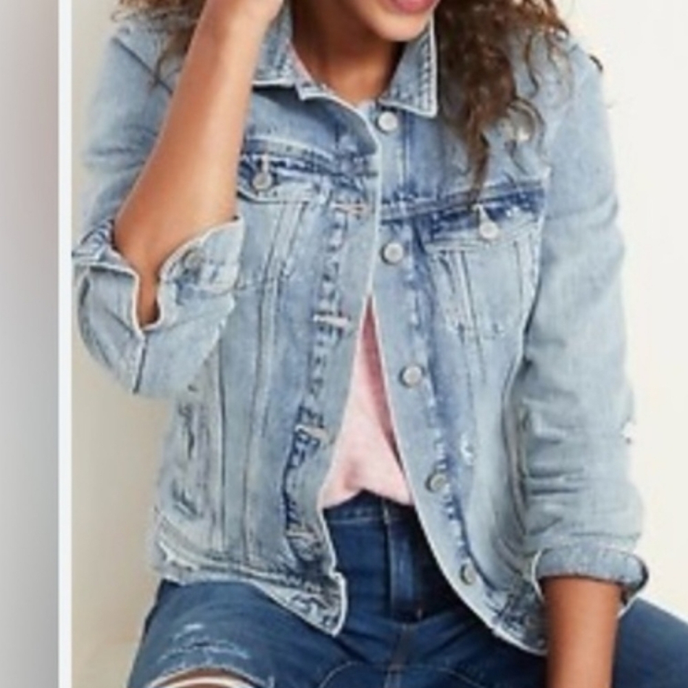 Old Navy Distressed Blue Jean Jacket